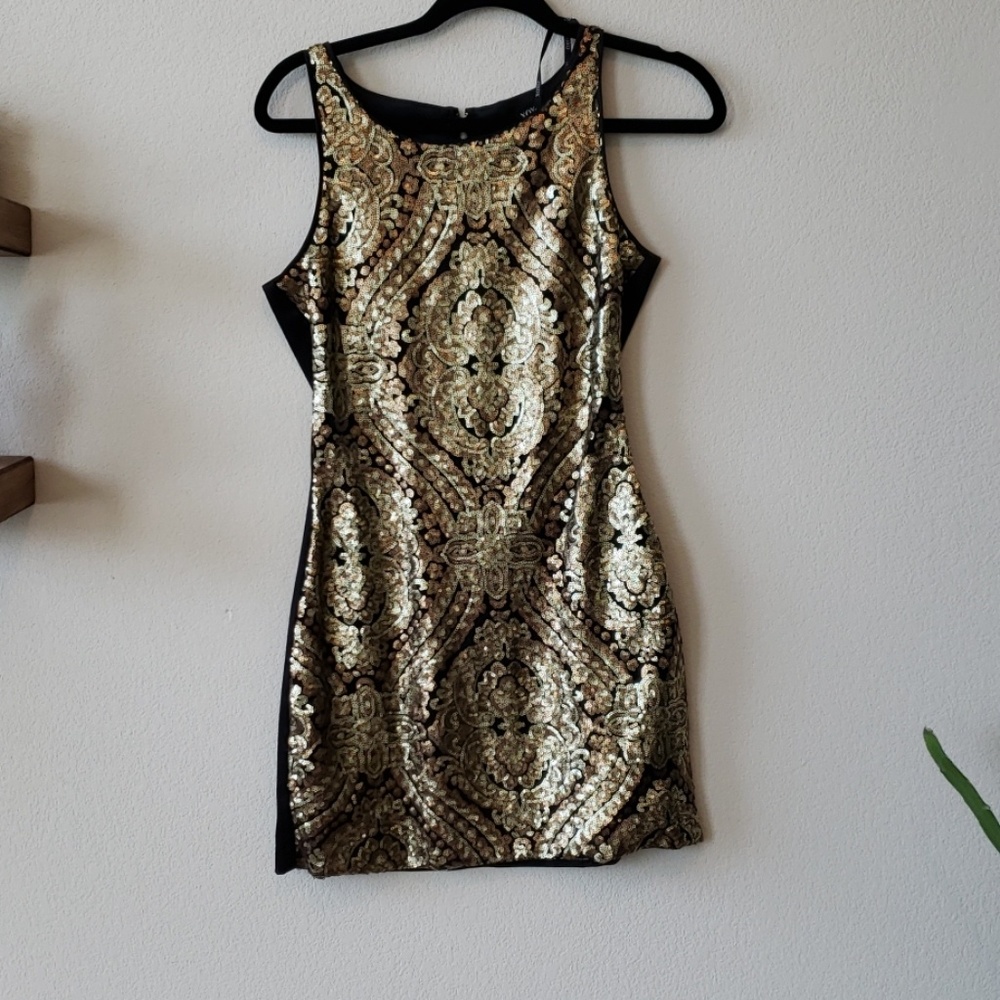 Black and gold sequine dress size small